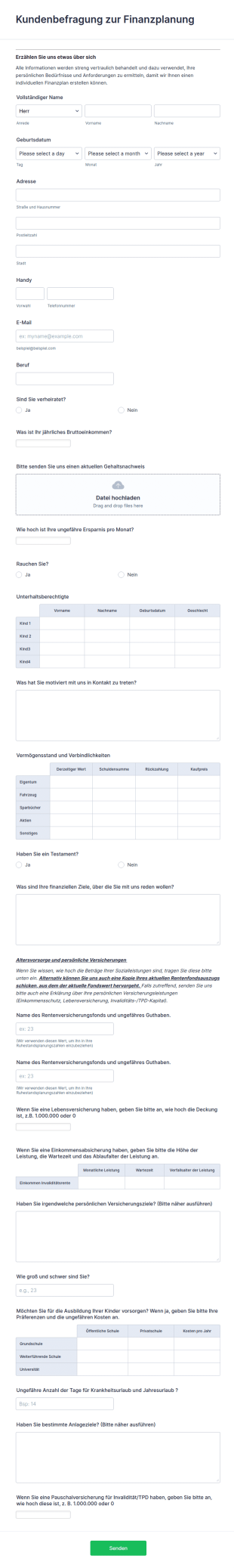 Kundenbefragung Zur Finanzplanung
