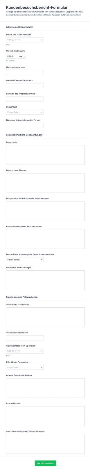 Kundenbesuchsbericht Formular
