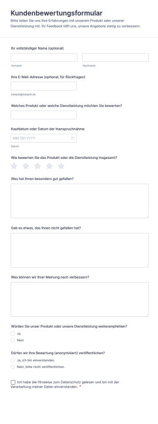 Kundenbewertungsformular