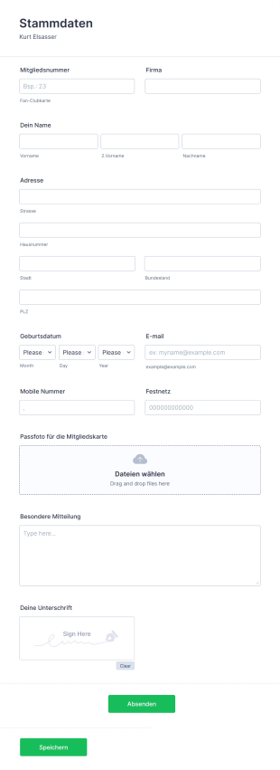 Kundendaten Form Template