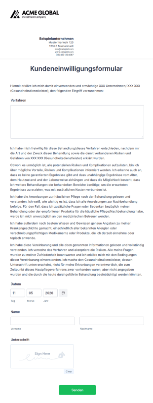 Kundeneinwilligungsformular