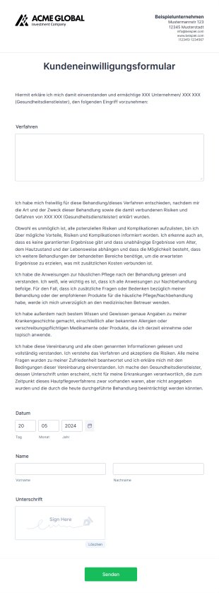 Kundeneinwilligungsformular