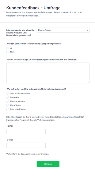 Kundenfeedback Umfrage