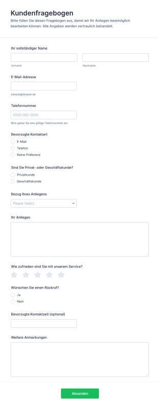 Kundenfragebogen Survey
