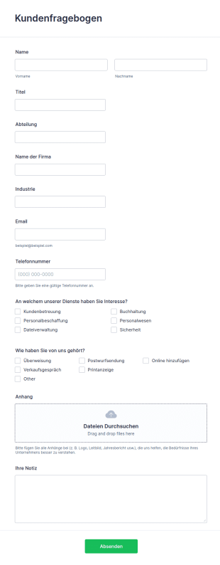 Kundenfragebogen