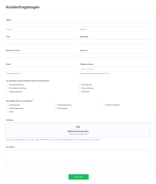 Kundenfragebogen Form Template