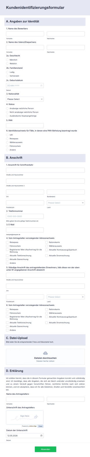 Kundenidentifizierungsformular