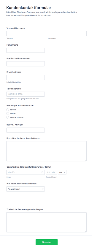 Kundenkontakt Formular 📋🤝