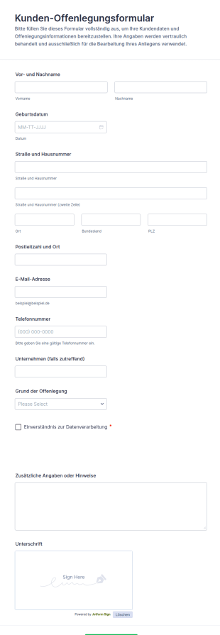 Kundenoffenlegungsformular