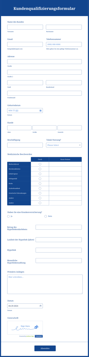 Kundenqualifizierungsformular Form Template