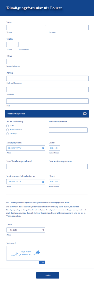 Kündigungsformular Für Policen