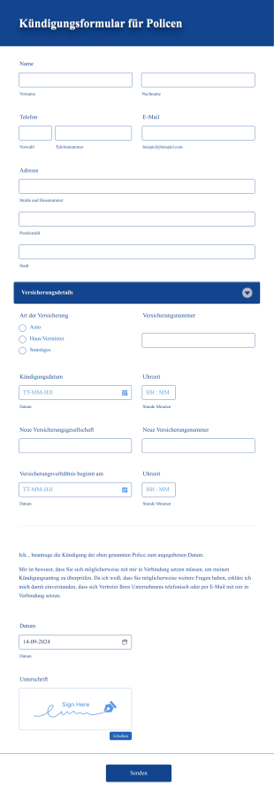 Kündigungsformular Für Policen