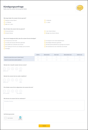 Kündigungsumfrage Form Template