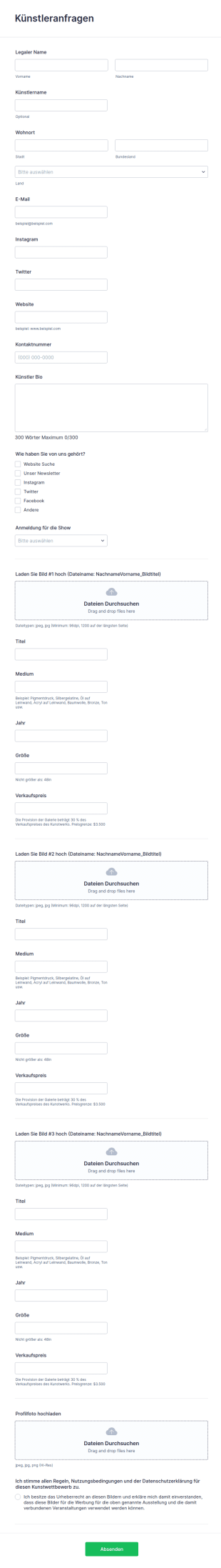 Künstleranfragen