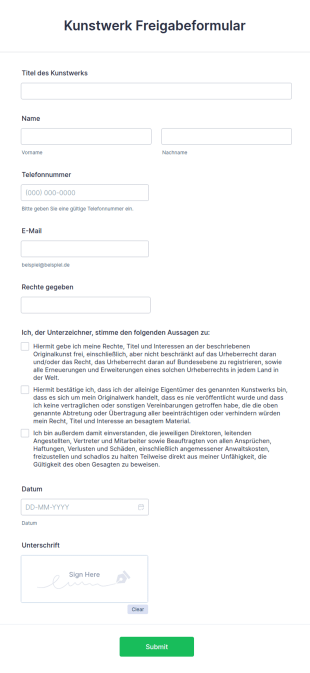 Kunstwerk Release Form