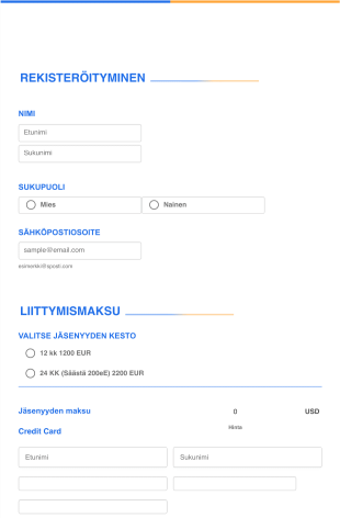 Kuntosalin Asiakasrekisteröintilomake