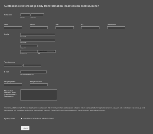 Kuntosalin Rekisteröintilomake