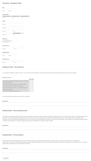 Kuntosalin Terveyskysely Form Template
