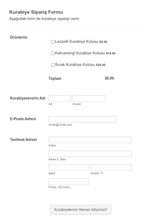 Kurabiye Sipariş Form Şablonu