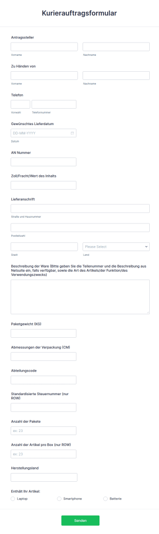 Kurierauftragsformular
