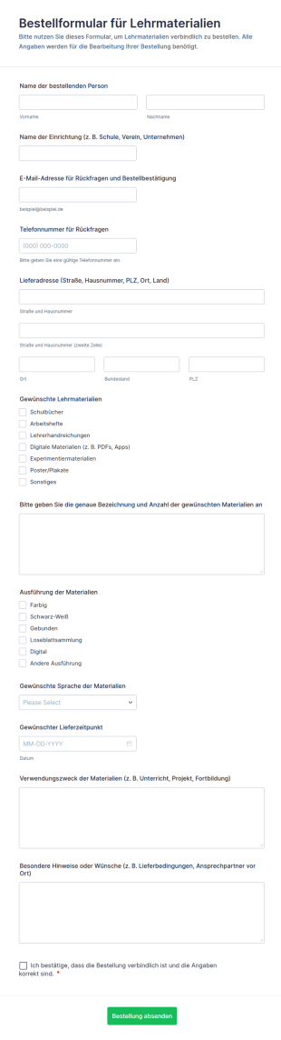 Kursmaterialbestellformular