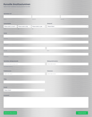 Kurssille Ilmoittautumislomake Form Template