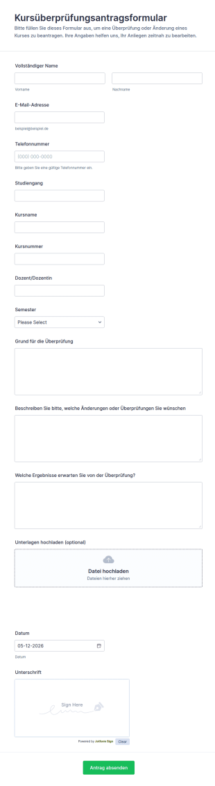 Kursüberprüfungsanfrage Umfrage