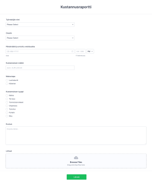 Kustannusraportti Form Template