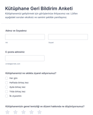 Kütüphane Geri Bildirim Anketi Form Şablonu