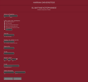 Kütüphane Rezervasyon Form Template