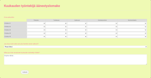 Kuukauden Työntekijä äänestyslomake Form Template