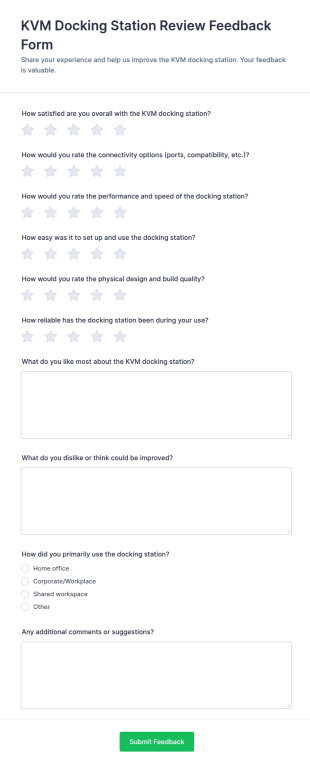 KVM Docking Station Review Feedback Form Template