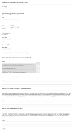Kwestionariusz Zdrowotny Siłowni Form Template