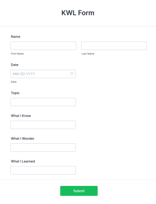 KWL Form Template