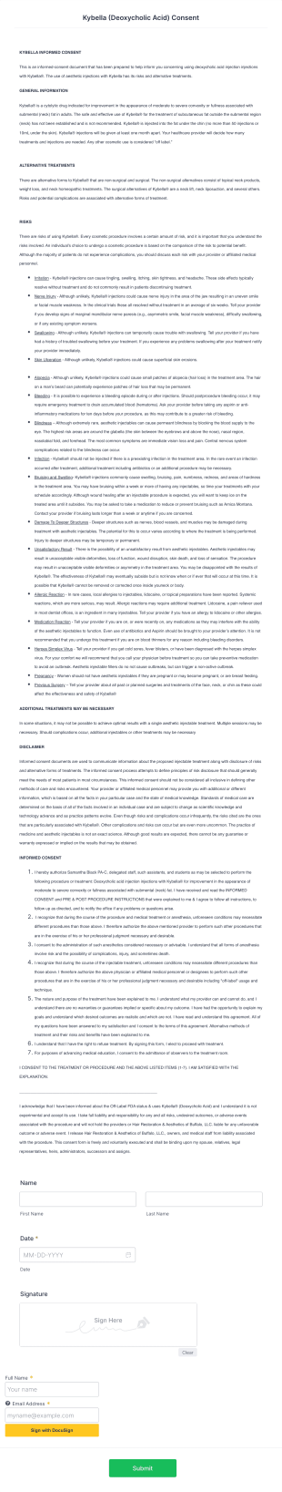 Kybella Consent Form Template