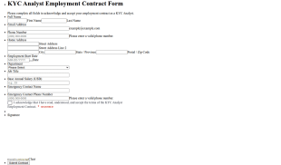 KYC Analyst Employment Contract Form Template