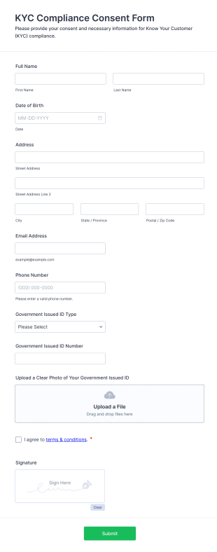 KYC Compliance Consent Form Template