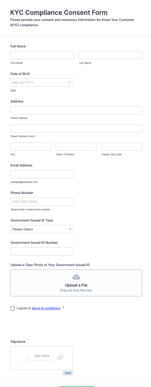 KYC Compliance Consent Form Template