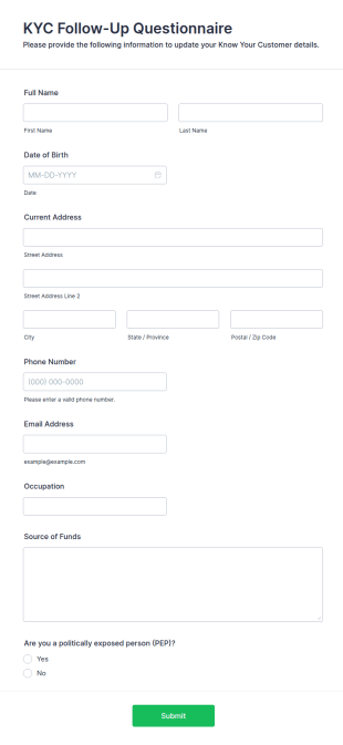 KYC Follow Up Questionnaire Form Template