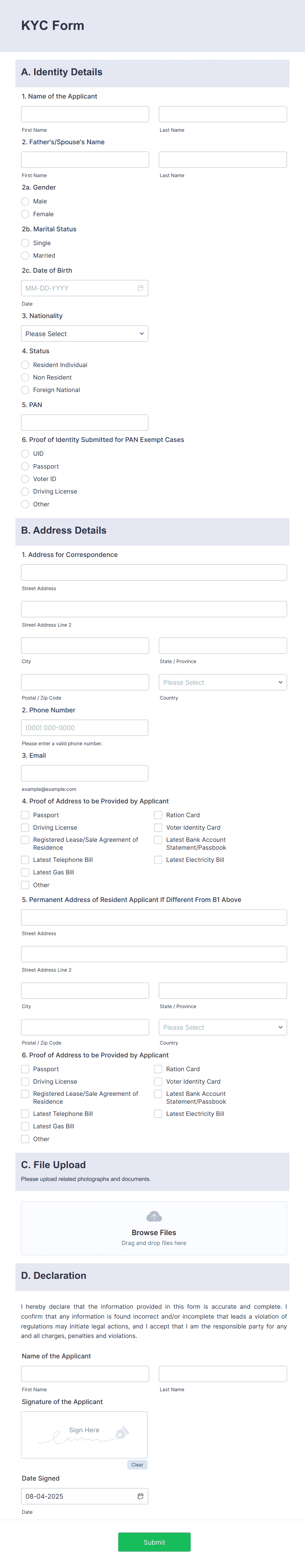 KYC Form Template | Jotform