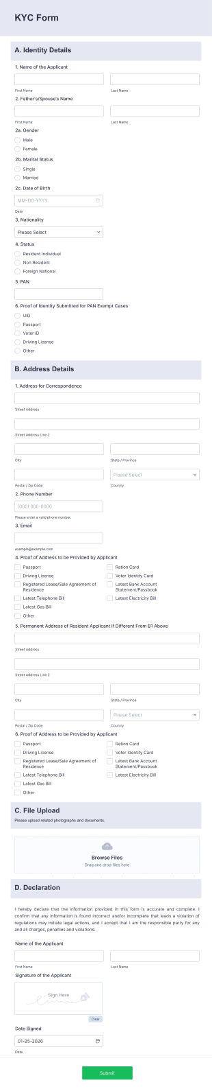 KYC Form Form Template