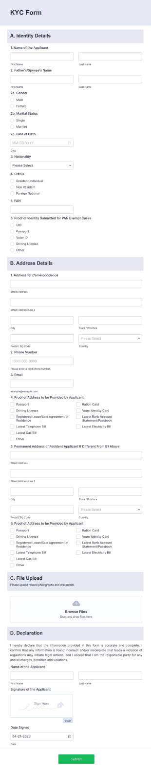 KYC Form Template