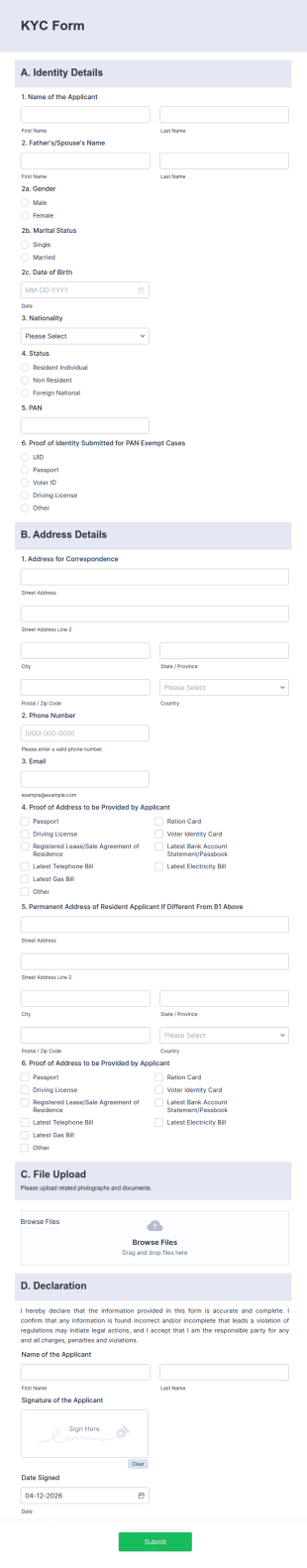 KYC Form Template