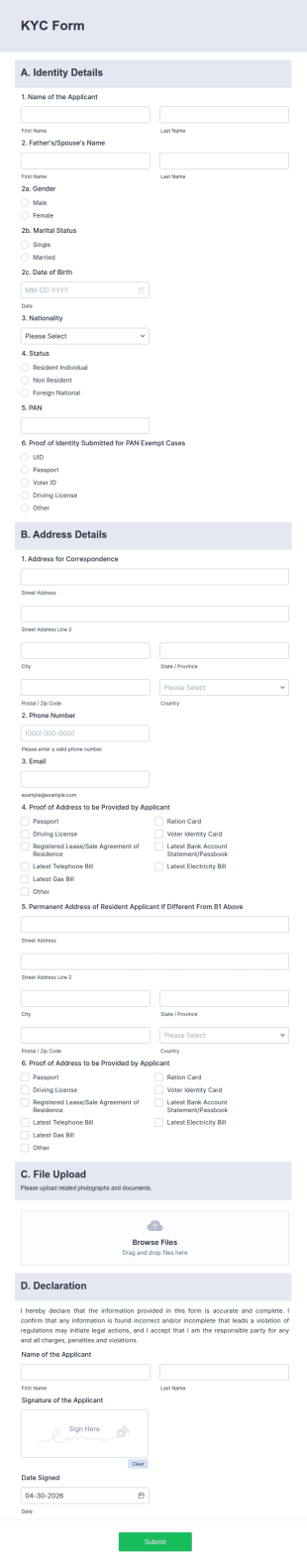 KYC Form Template