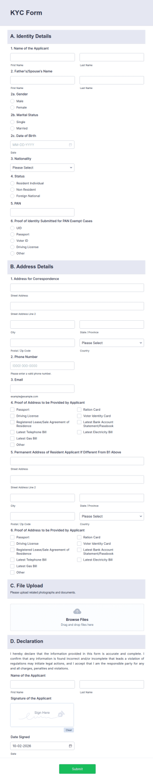 Kyc Report Example KYC Form Template | Jotform