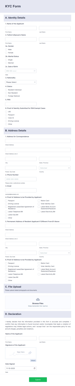 KYC Formulier Form Template