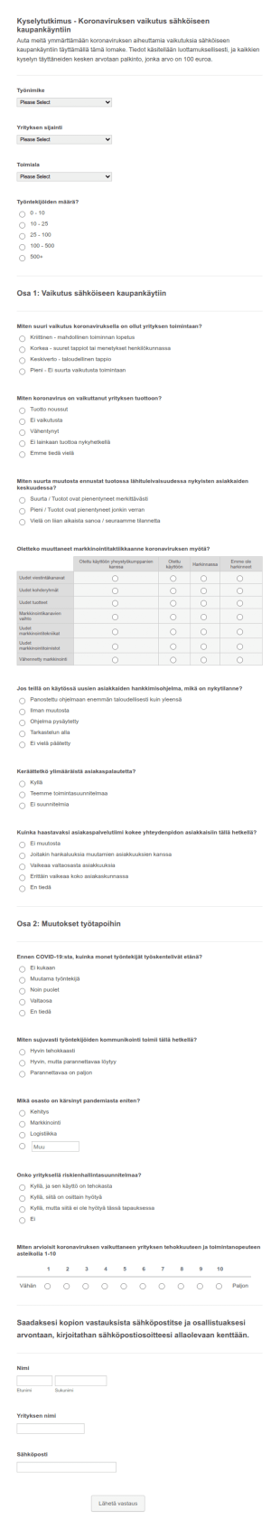 Kyselytutkimus Koronaviruksen Vaikutus Sähköiseen Kaupankäyntiin