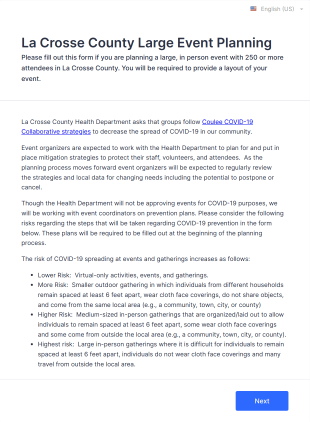 La Crosse County Large Event Planning Form Template