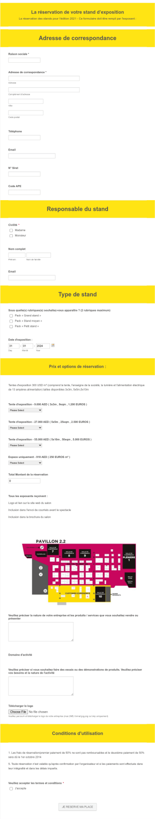 La Réservation De votre Stand D’exposition Form Template