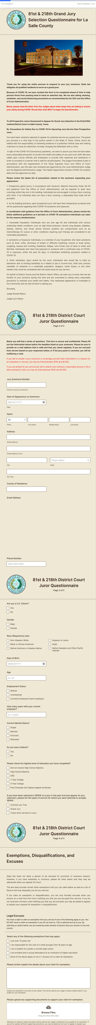 District Court Jury Information Form Template